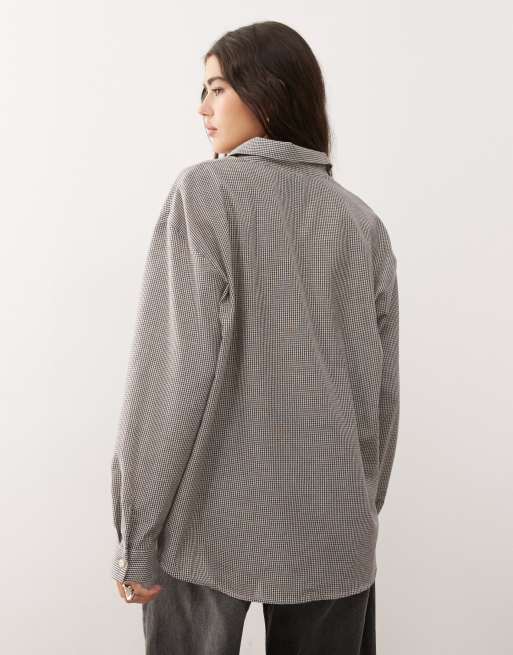 Reclaimed Vintage oversized shirt in brown gingham plaid, 4 of 4