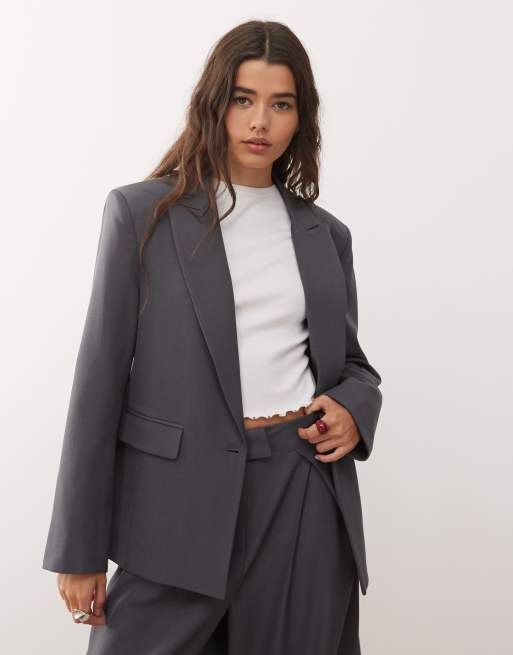 Reclaimed Vintage oversized slouchy blazer in grey (part of a set)