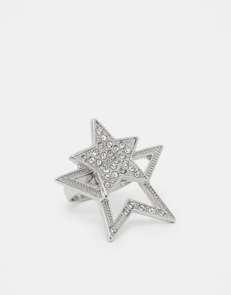Reclaimed Vintage oversized star ring in silver - view 1