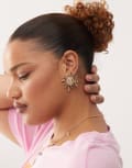 [Reclaimed Vintage] Reclaimed Vintage oversized sun earrings in gold One Size Gold