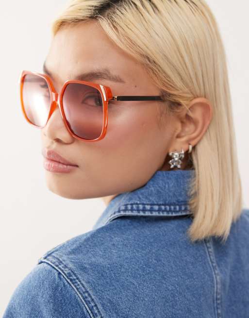 Reclaimed Vintage oversized sunglasses in red