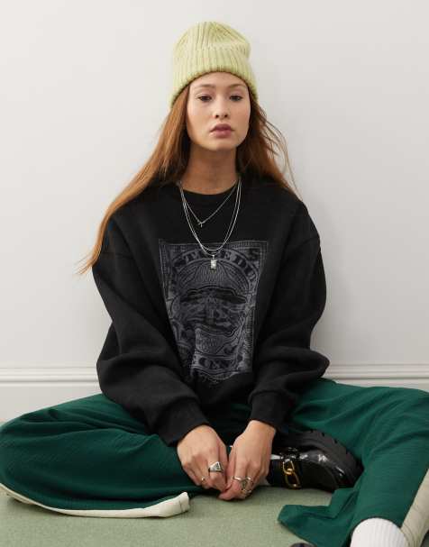 Reclaimed Vintage - Oversized sweater met stempelprint in zwart - view 1