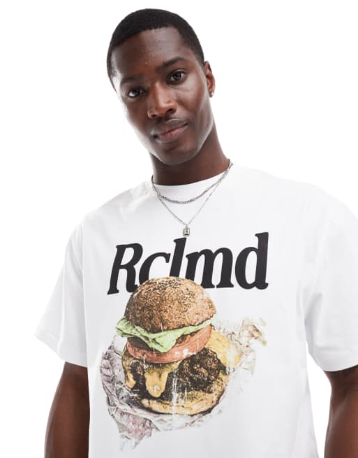 Reclaimed Vintage - Oversized T-shirt met burgerprint in wit
