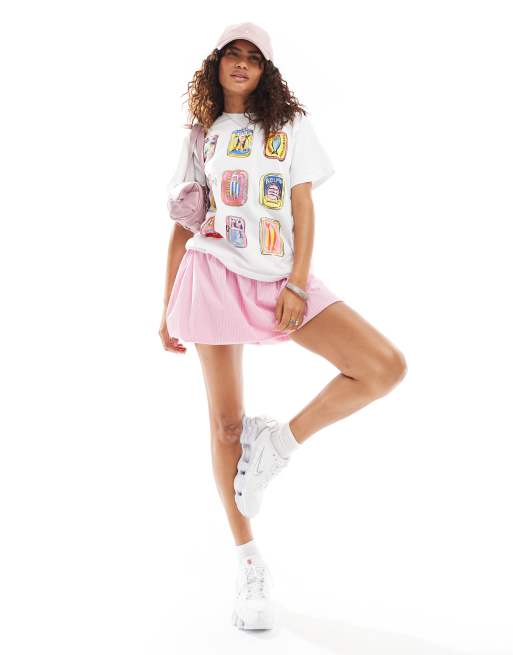 Reclaimed Vintage - Oversized T-shirt met sardienenprint in wit, 2 van 4