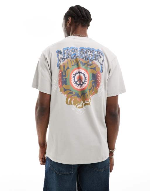 Reclaimed Vintage - Oversized T-shirt met skate-print op de achterkant in stone