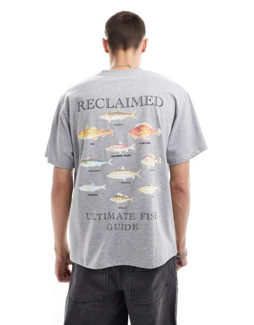 Reclaimed Vintage - Oversized T-shirt met vissenprint in grijs
