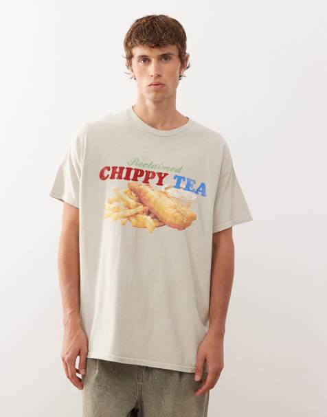 Reclaimed Vintage - Oversized T-shirt met voedselprint in stone - view 1