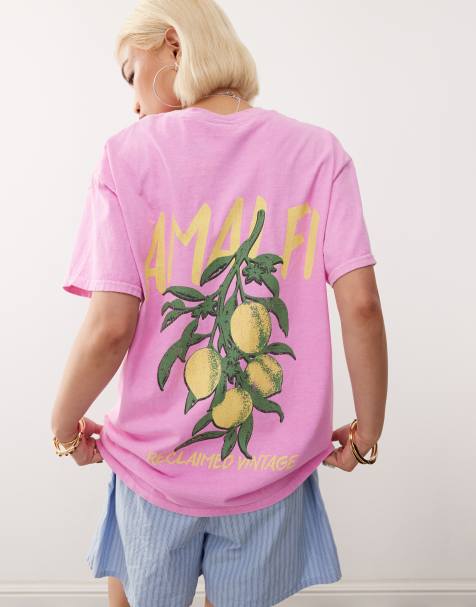 Reclaimed Vintage oversized T-shirt with Amalfi print in pink - view 1