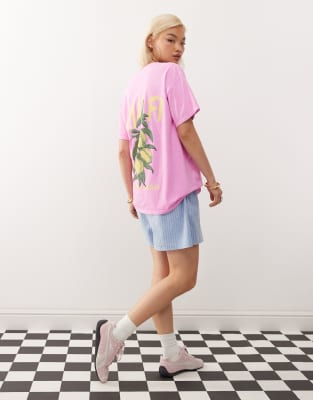 Reclaimed Vintage oversized t-shirt with Amalfi print in pink