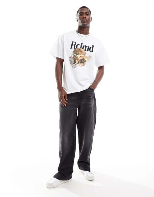 Reclaimed Vintage oversized T-shirt with burger print in white, 2 of 4