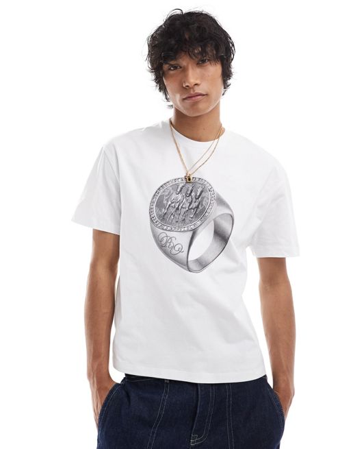 Reclaimed Vintage oversized t-shirt with horse ring print in white