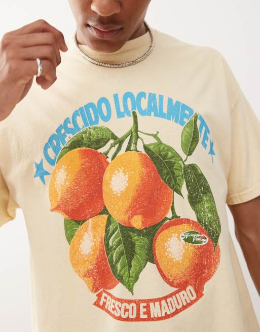 Reclaimed Vintage oversized t-shirt with lemon print in buttermilk yellow, 2 of 4