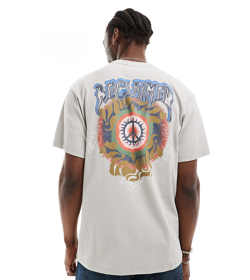 Reclaimed Vintage oversized t-shirt with skate back graphic in stone-Neutral