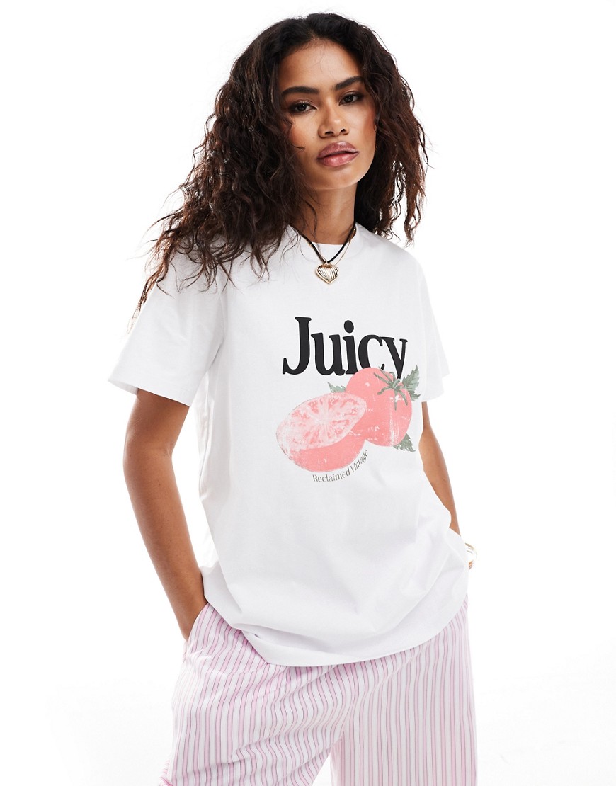 Reclaimed Vintage Oversized T-shirt With Tomato Print In White