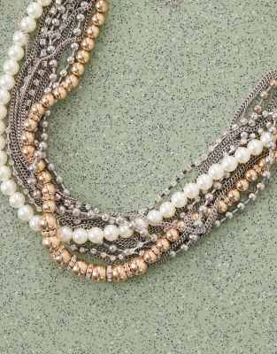 Reclaimed Vintage Oversized Tangled Necklaces In Multi