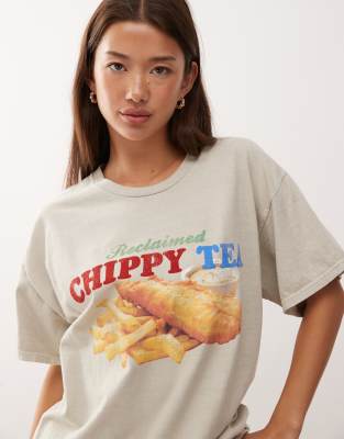 Reclaimed Vintage Oversized Tee With Food Graphic Print In Neutral