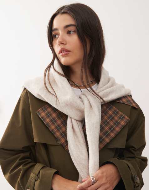 Reclaimed Vintage oversized triangle scarf in oatmeal - view 1