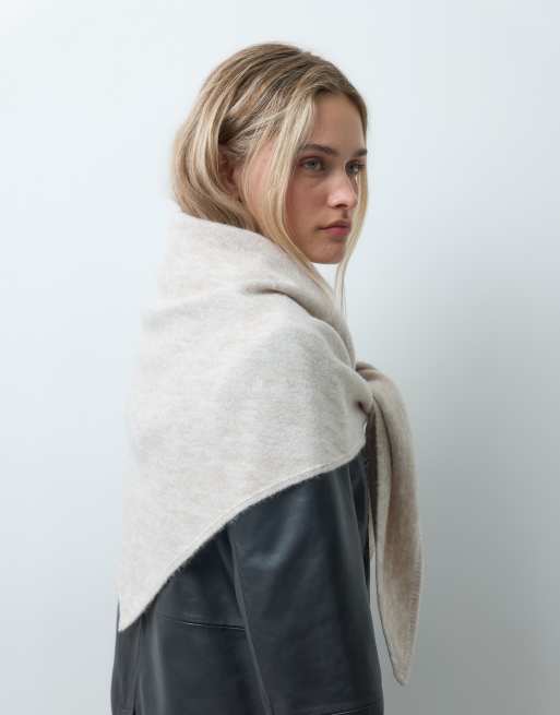 Reclaimed Vintage oversized triangle scarf in oatmeal, 3 of 3