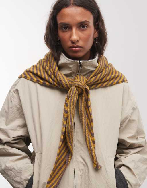 Reclaimed Vintage oversized triangle scarf in stripe contrast, 1 of 3