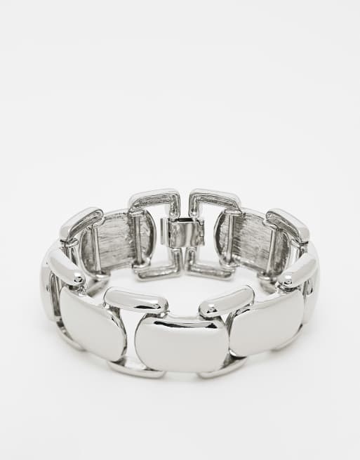 Reclaimed Vintage - Oversized uniseks grove schakelarmband in zilver