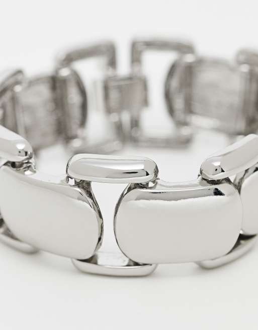 Reclaimed Vintage - Oversized uniseks grove schakelarmband in zilver, 3 van 3