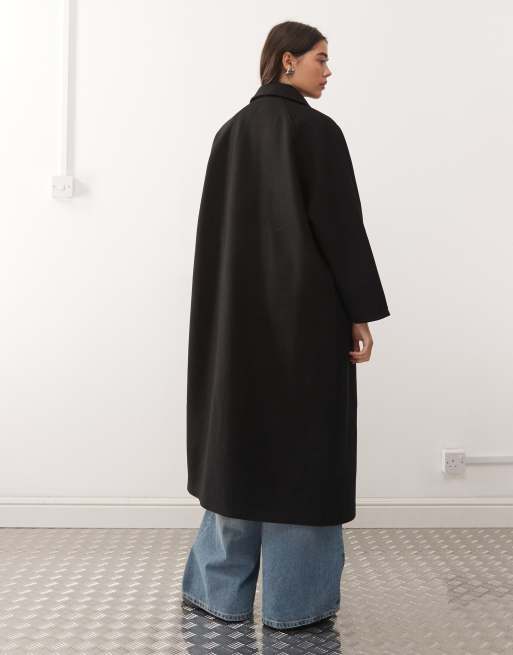 Reclaimed Vintage oversized wool look dad coat in black