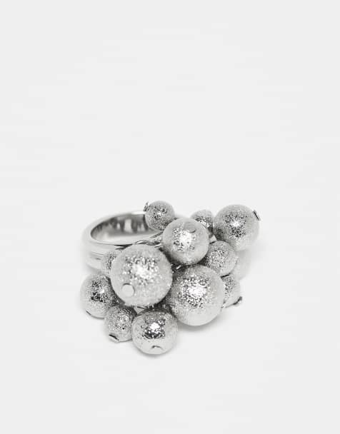 Reclaimed Vintage – Ozdobny pierścionek z diamencikami w kolorze srebra - view 1