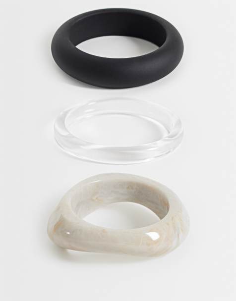 Reclaimed Vintage - pack de 3 pulseras negras, color hueso y transparentes - view 1