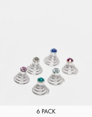 Reclaimed Vintage pack of 6 hair gems in multi color