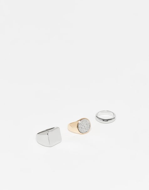 Reclaimed Vintage - Pakke med unisex-signetringe i blandede metaller - view 1