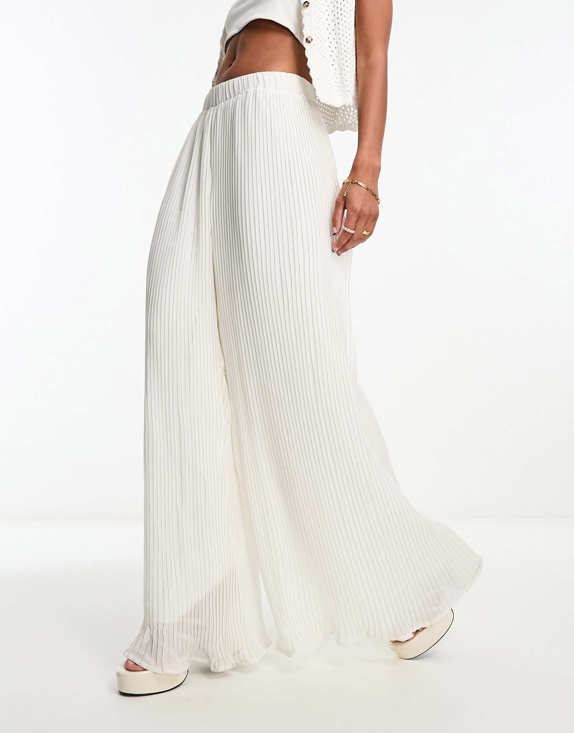 reclaimed vintage palazzo pants in white