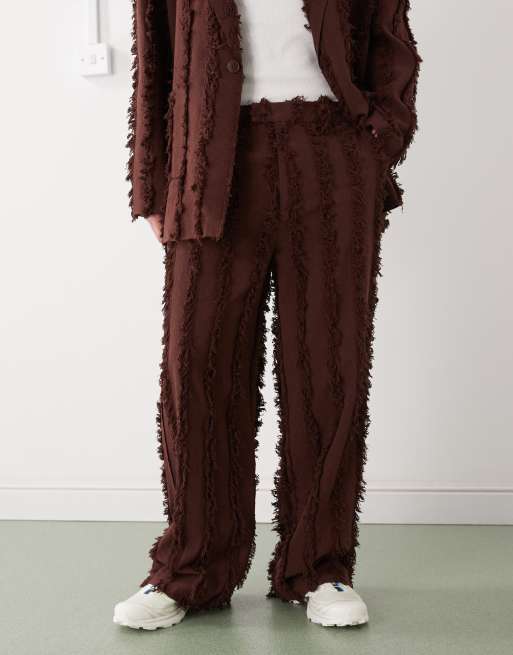 Reclaimed Vintage - Pantalon ajusté à franges - Marron, 2 de 5