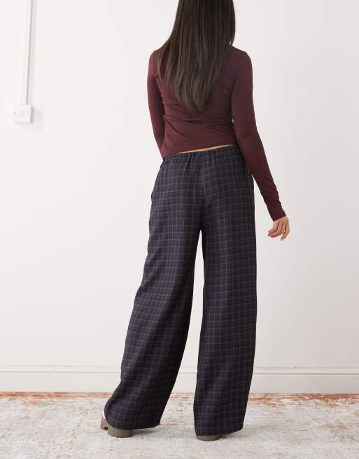 Reclaimed Vintage - Pantalon ample à enfiler à carreaux - Bordeaux, 3 de 5
