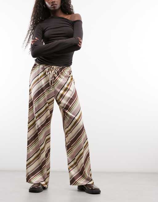Reclaimed Vintage - pantalón ancho de satén a rayas vivas