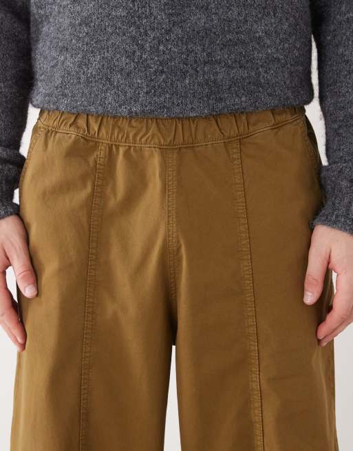 Reclaimed Vintage - Pantalon bouffant élastique en sergé - Vert olive délavé, 4 de 5