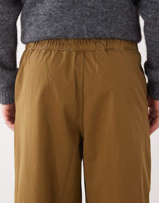 Reclaimed Vintage - Pantalon bouffant élastique en sergé - Vert olive délavé, 5 de 5