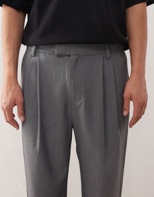Reclaimed Vintage - Pantalon de costume d'ensemble coupe baggy à pinces - Gris, 5 de 5