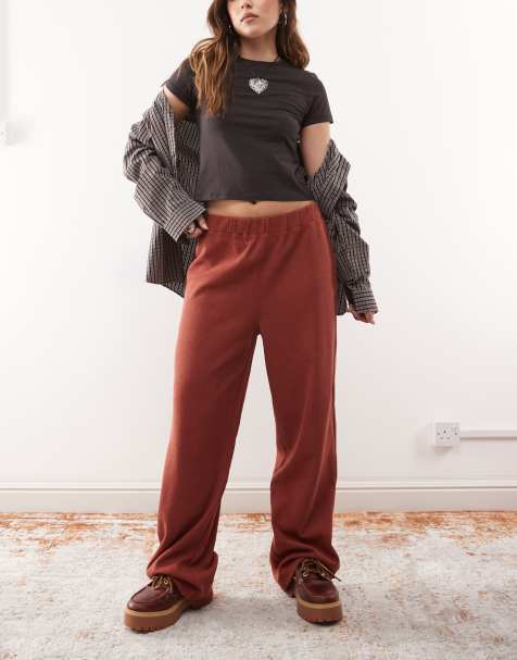 Reclaimed Vintage - Pantalon de jogging confort ample d'ensemble en tissu gaufré - Marron - view 1