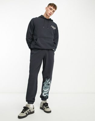 Reclaimed Vintage dragon joggers co-ord in washed charcoal - ASOS Price Checker
