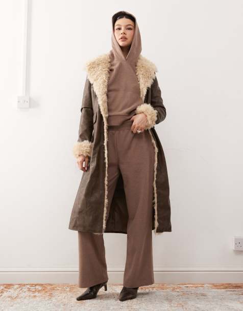 Reclaimed Vintage - Pantalon de jogging d'ensemble ample en tissu confortable ultra doux - Marron - view 1