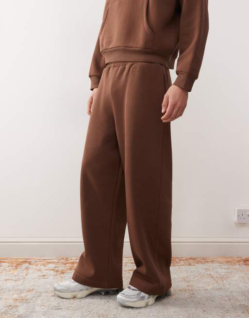 Reclaimed Vintage - Pantalon de jogging d'ensemble unisexe ample en tissu épais - Marron chocolat, 4 de 4