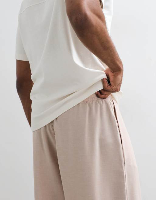 Reclaimed Vintage - pantalón de lino beige con cintura elástica, 4 de 5