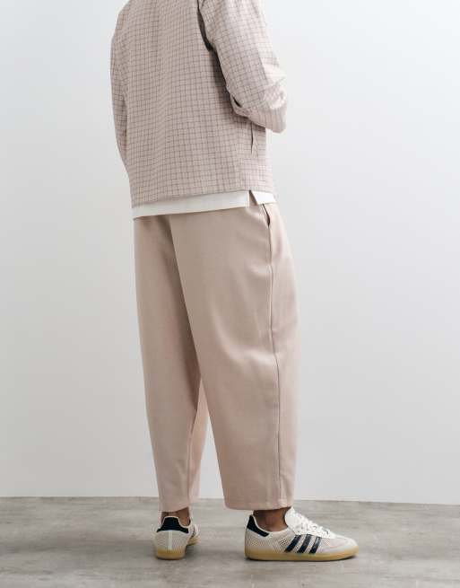 Reclaimed Vintage - pantalón de lino beige con cintura elástica, 5 de 5