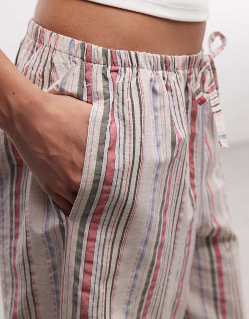 Reclaimed Vintage - Pantalon décontracté à rayures - Rose et vert, 3 de 5