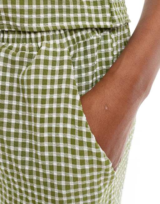 Pantalon vichy vert best sale