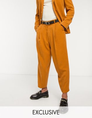 Reclaimed Vintage suit trousers in burnt orange Orange
