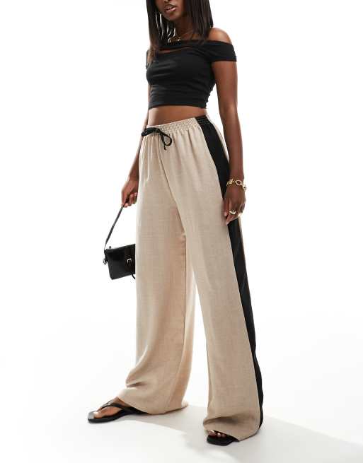 Reclaimed Vintage - Pantalon large ajusté à bande latérale - Neutre