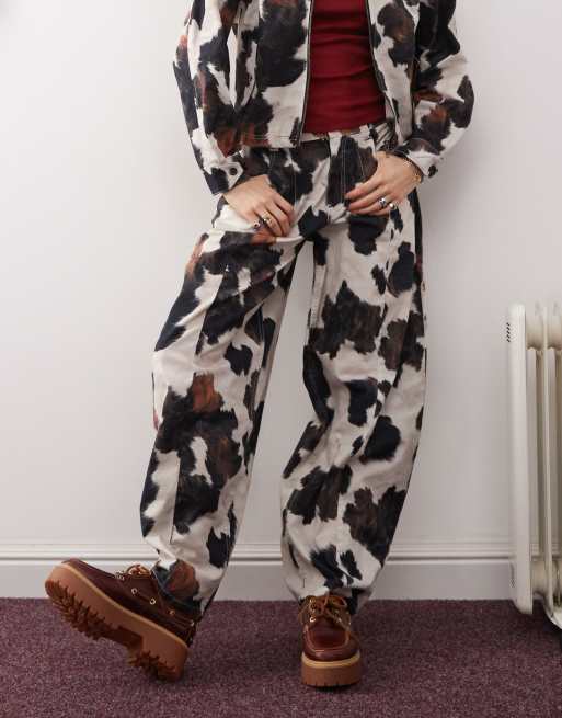 Reclaimed Vintage Pantalon large d'ensemble à imprimé vache ASOS