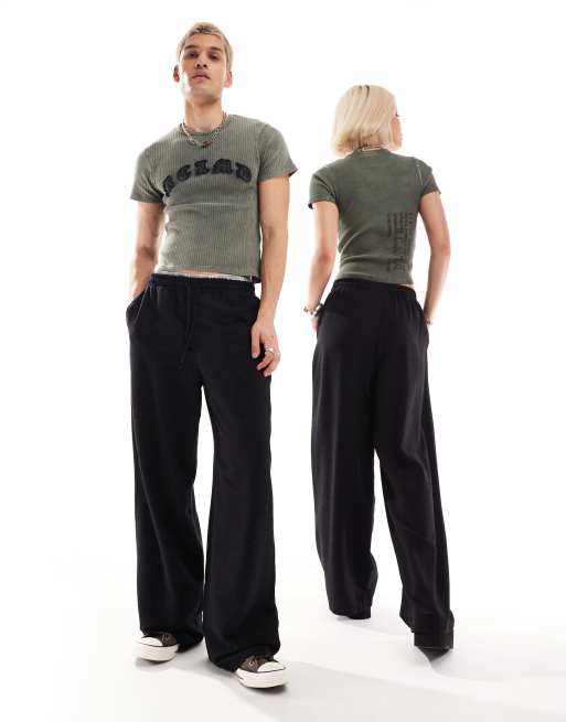 Reclaimed Vintage - Pantalon unisexe à enfiler aspect lin - Noir, 2 de 4