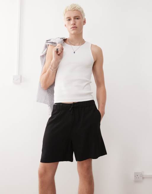 Reclaimed Vintage - Pantaloncini in misto lino neri